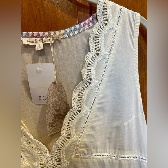 Hem & Thread Cream Dress - Picture 3 of 11